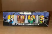 Wizard of Oz Shot Glasses Dorothy Gale, Cowardly Lion, Scarecrow, Tin Man NEW
