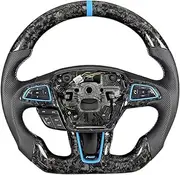 Customized Forged Carbon Fiber Blue Element Steering Wheel Compatible With MK3 ST RS Car Accessory Sporty Style(Style 1)