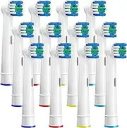 Replacement Toothbrush Heads Compatible With Oral B Braun, JOMWEN Electric Toothbrush Soft Bristles Brush Heads Fit most Oral-B Rechargeable Handlers (Blue,White, 12 Pack)