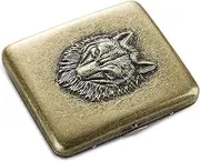 [ARKCHIU] Cigarette Case Retro Metal Cigarette Box Double Sided Spring Clip Open Pocket Holder 20 CapacityBronze B,One Size