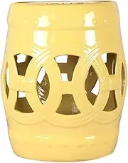 Ceramic Drum Table Decorative Garden stools, Decorative Ceramic Garden Stool, Hollow Eight-Sided to The Wealth of Copper Stool for Shoes, Suitable for Outdoor Garden,(Yellow 1)