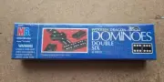 VINTAGE Milton Bradley 1992 Wooden Dragon Dominoes 28 Double Six Tiles Dominos