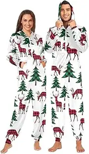[Joisal] Christmas Tree Spruce Men Onesie Pajamas Warm Adult Onesies for Men Small