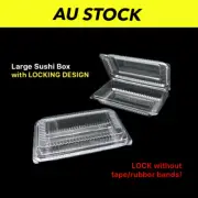 50 Large Sushi Roll Box Plastic Takeaway Lunch Container Recyclable LOCKING