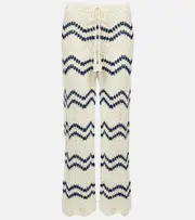 [Anna Kosturova] Anna Kosturova Nautical crochet cotton wide-leg pants AU 14 white