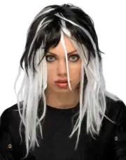 Two Tone Streak Wig Vampire Gothic Halloween Adult Costume Accessory 3 COLORS