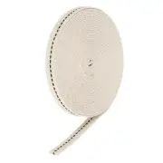 Cotton Oil Lamp Wick 10mm Flat Wide 5Meter/16.4Ft Long with Black Stitch, 1 Roll