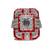 3Pcs Luxury Square Women Crystal Zircon Engagement Ring Ring Size:7