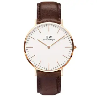 【Daniel Wellington】DW 手錶 Classic Bristol 40mm深棕真皮皮革錶(DW00100009)