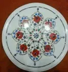 18" white marble table top coffee side inlay mosaic home decor antique G93