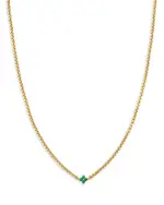 Zoe Chicco 14K Yellow Gold Emerald Gemstones Emerald Flower Chain Necklace, 14-16