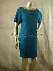 $1950 New NARCISO RODRIGUEZ Teal Blue Green Silk Cape Crop Jacket Dress 4 40