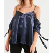 NWT UO Silence + Noise Shiny Cold Shoulder Top Small