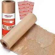 Honeycomb Packing Paper Pacific Mailer 12" x 65' Moving Paper Bubble Cushioning Wrap with 20 Fragile Sticker Labels