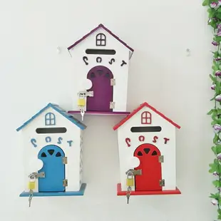 歐式可愛木質信箱盒創意班級意見箱木製學校幼兒園收納箱壁飾掛墻