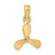 14K Yellow Gold 3-D W/ 3 Blades Propeller Charm