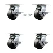 4 Inch Phenolic Caster Set with Ball Bearing 4 Brake and 2 Swivel Lock SCC