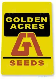 GOLDEN ACRES SEEDS 11 x 8 TIN SIGN AUTO AUTOMOBILE MECHANIC ADVERTISEMENT