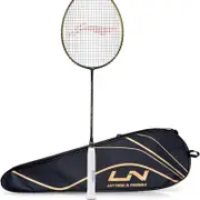 Li-Ning Wind Lite 900 II Carbon Fibre Badminton Strung Racket with Full Cover | For Intermediate | Size: 79gm | Black-Gold