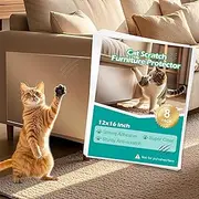 Cat Scratch Protector 8-Pack (12"x16"/30x40cm) - Clear Self-Adhesive Furniture Tape, Cut tp Fit, No Residue Removable Couch Guard for Sofa Door Walls