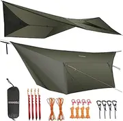 onewind Tarp Hammock Rain Fly Tarp Shelter Silnylon 5000mm Guyline Stakes Tensioners Included