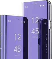 iPhone 11 Pro Max Case Luxury Bookstyle Clear View Window Electroplate Plating Stand Scratchproof Full Body Flip Folio Ultra Slim Cover for iPhone 11 Pro Max 6.5 Inch PU Mirror:Purple MX
