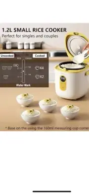 POKAPOKA Mini Rice Cooker 2 Cup Uncooked, Small Travel with Wheat
