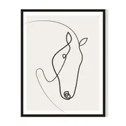 Line Horse Framed Printed Wall Art - Black