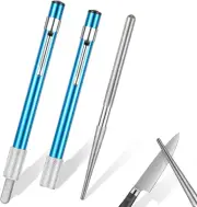 2PCS Serrated Knife Sharpener, Diamond Retractable Pocket Steel Sharpening Rod