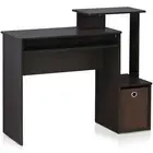 Furinno Office Computer Writing Keyboard Trays W/ Storage Bin Desk, Dark Walnut