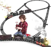 Train Toys for Boys Girls w/Smoke,Tracks, w/Steam Locomotive,Cargo Cars Christmas Train Toys Gifts for 3 4 5 6 7 8+ Year Old Kids