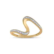 14k Yellow Gold Round Diamond S Curve Band Ring 1/20 Cttw