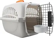 Pet Carrier, Hard Sided Dog Travel Carrier, Portable Cat Carrying Box with Food Bowl, Portable Pet Carriers for Outdoor Travel, Home (Gray)