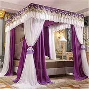 Bed Canopy Double Bed Canopy, Bedroom Shading & Dustproof Bed Curtain with Encrypted Net, Girls Bedroom Decoration Mosquito Net (Color : Purple, Size : 180x220x200cm)