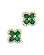 Bloomingdale's Fine Collection Emerald & Diamond Clover Stud Earrings in 14K Yellow Gold