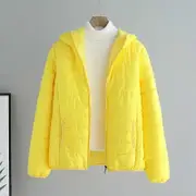 Lightweight Padded Autumn Winter Jackets Women's Jackets Hooded Ultralight Quilted puffer Solid Coat for Warm Duck Down Coat yellow M