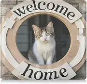 [Amooorous] Welcome Home Cute Cartoon Cat Pu Leather Car Registration and Insurance Card Holder Auto Truck Comparment Accessories Case for Cards, Essential Document, Driver License Vehicle Paperwork, welcome home