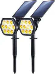 Nekteck Solar Lights Outdoor,10 LED Landscape Spotlights 2 pack, Warm White