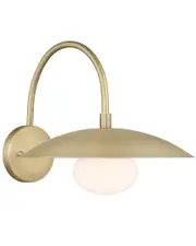 Lumanity Declan Modern Disc Satin Brass 12in Wall Sconce Light