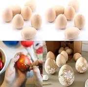 HERZWILD Easter Decoration 14pcs Wooden Easter Eggs for Painting Easter Eggs for Crafts (Wood Natural Colour B)