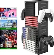 Game Storage Tower Universal Video Game Storage for 24 Games Storage Stand Compatible with PS5 PS4 Xbox Nintendo Switch Games Gamer Gifts