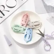 5Pcs Pastel Mini Folding Scissors with Safety Cap Small Telescopic Stainless Ste