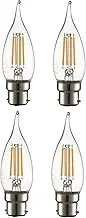 TEKLED® C35 Tail Filament Vintage LED Bulbs | Flame Tip B22 Bayonet Cap | Energy Saving 4W Light Bulb 40W Equivalent | DIMMABLE Clear 2700K 470LM | 4-Pack | Warm White