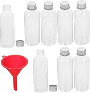 BUGUUYO 10pcs Transparent Small Plastic Bottles with Aluminum Lids Leakproof Liquid Travel Containers for Toiletries Juice Bottles Capacity