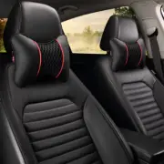 2pcs Car Auto Seat Head Neck Rest PU Leather Cushion Pad Travel Headrests Pillow (for: Audi)