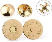 MAHAVIMOKSA 40Sets 18mm Thin Style Magnetic Button Snaps Double Rivet Closures Round Clasp Stud Button for DIY Craft Sewing Bag Purse Leather Clothing Scrapbooking (Light Gold)