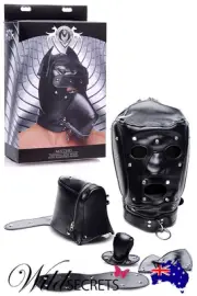 NEW Master Series Muzzled Universal BDSM Hood with Removable Muzzle, Bondage
