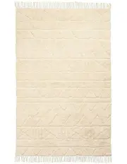 [Miss Amara] Coco Tribal Textured Washable Shag Rug in Ivory