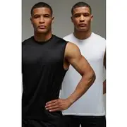 Mens Multi Man Active Lightweight Essentials Gym vest 2 Pack