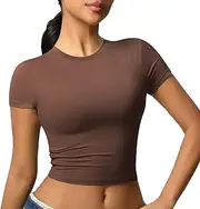 [JTSONN] Sports T-Shirt Women's Short Sleeve Sports Shirt Breathable Functional Shirt Top Running Shirt Compression Shirt Crew Neck Yoga Fitness Workout Gym Running Crop Top